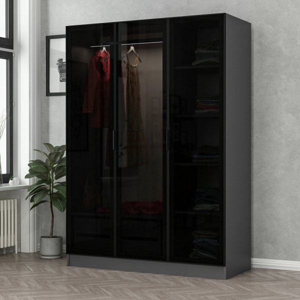 Armoire Cavolo 135 cm - Anthracite/noir
