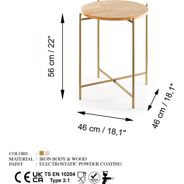 Vela 4 bijzettafels - Goud/beige Vela 4 bijzettafels - Goud/beige