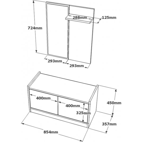 Louise hallmöbel - Stone/svart Louise hallmöbel - Stone/svart