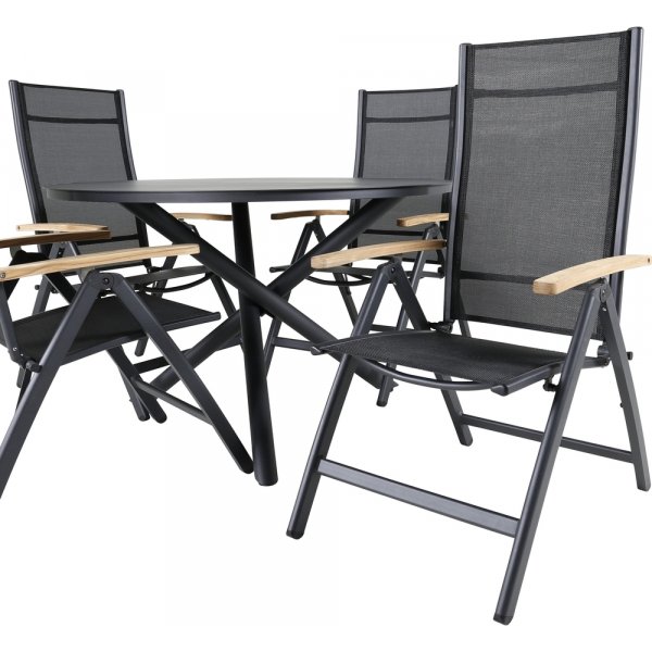 Alma utematgrupp med 4 st Panama stolar - Svart/Natur Alma utematgrupp med 4 st Panama stolar - Svart/Natur