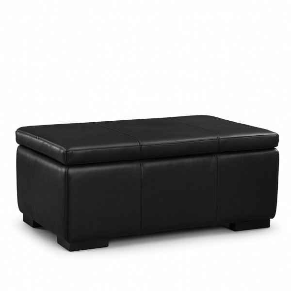 Fotpall med frvaring 90x60 cm - Svart anilinlder