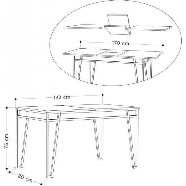 Table à manger Pal 132-170 cm - Anthracite Table à manger Pal 132-170 cm - Anthracite