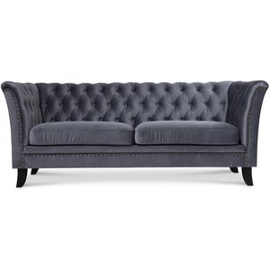 Milton Chesterfield 2-sits soffa i gr sammet + Mbelvrdskit fr textilier
