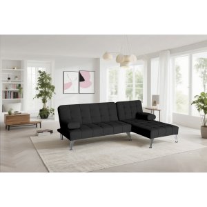 Bädsoffa med divan i svart sammet Bädsoffa med divan i svart sammet