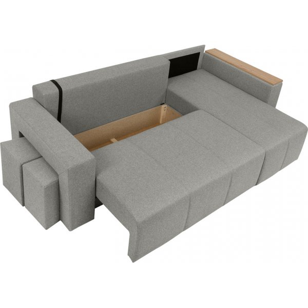 Canapé-lit Denvo divan avec poufs - Gris Canapé-lit Denvo divan avec poufs - Gris