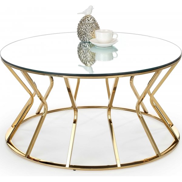 Table basse Afina 90 cm - Or/verre miroir