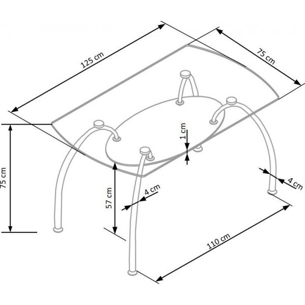 Colin glasbord 125 x 75 cm - transparent