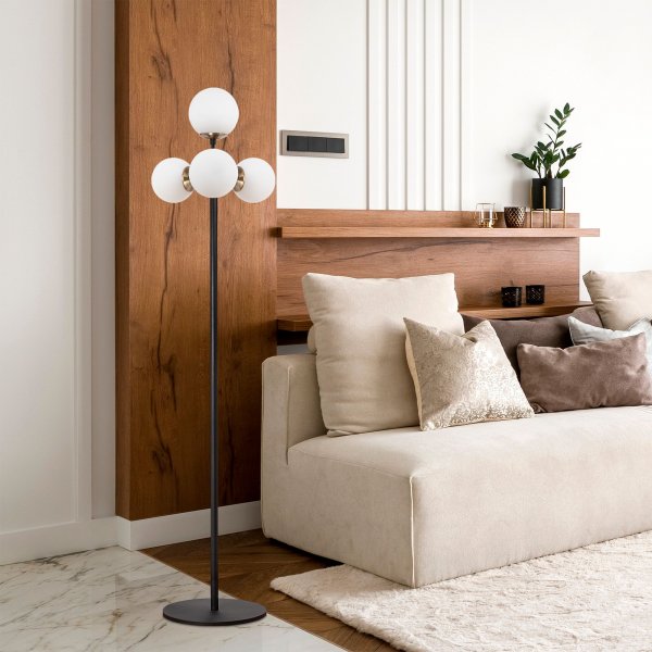 Lampadaire Akkas opale - Noir