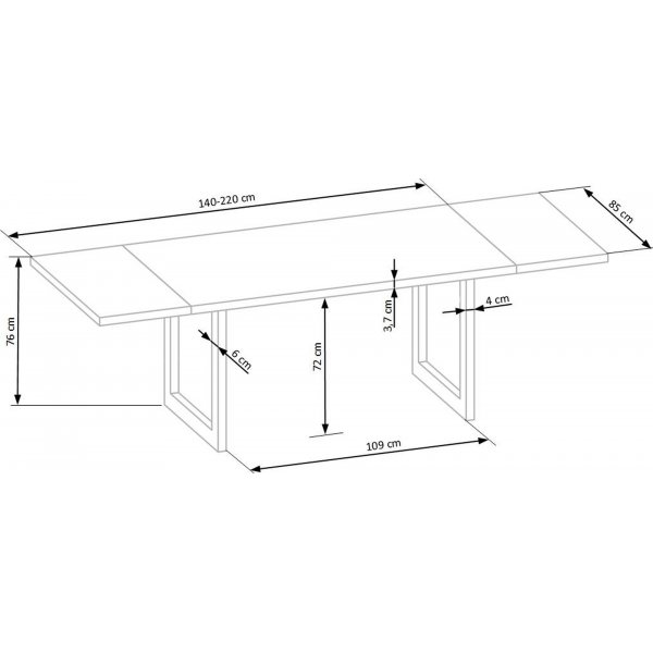Table  manger Gambon 140x85 cm - Chne/noir