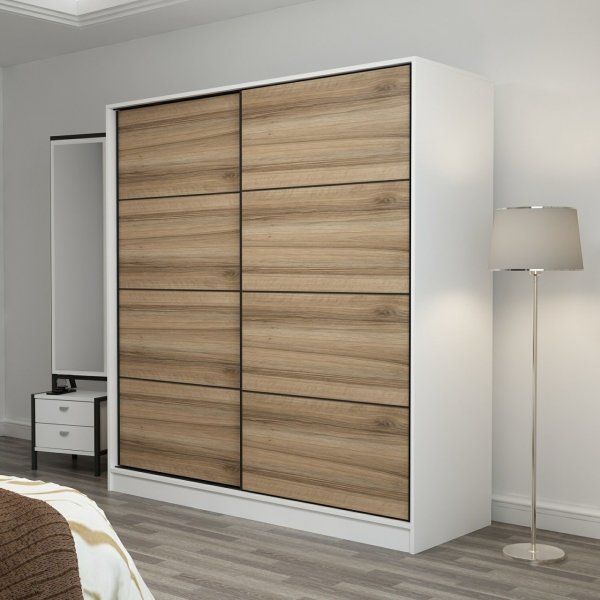 Kapusta garderob 180 cm - Vit/brun Kapusta garderob 180 cm - Vit/brun