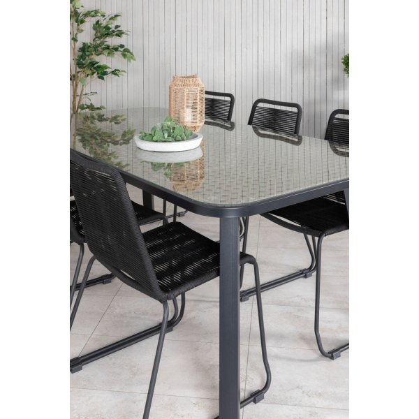 Paola utematgrupp med 6 st Lindos stolar - Svart