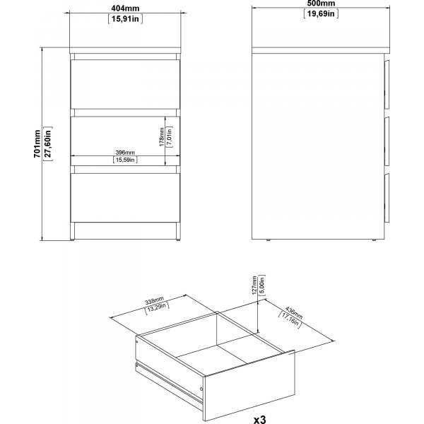 Naia smal dressoir met 3 laden - Hickory Naia smal dressoir met 3 laden - Hickory