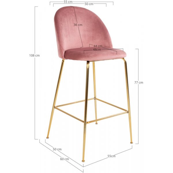 Tabouret de bar Lausanne - Rose/laiton Tabouret de bar Lausanne - Rose/laiton