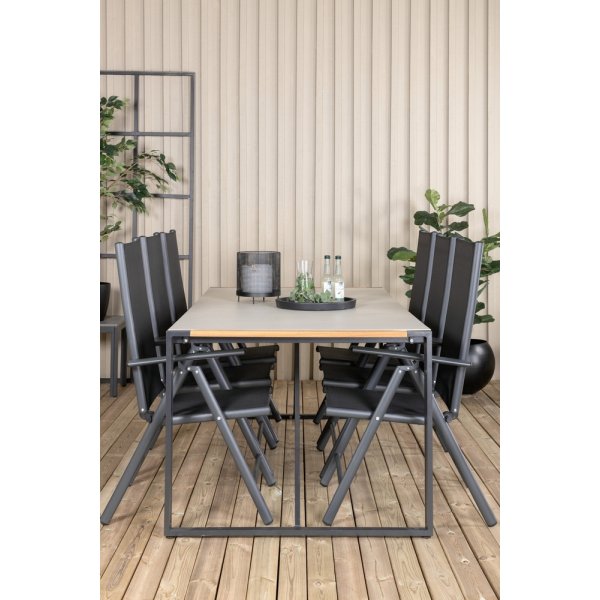 Texas utematgrupp med 6 st Break stolar - Svart/Gr/Natur