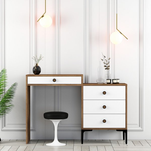 Lizbon kaptafel 124 x 40 cm - Walnoot/wit Lizbon kaptafel 124 x 40 cm - Walnoot/wit