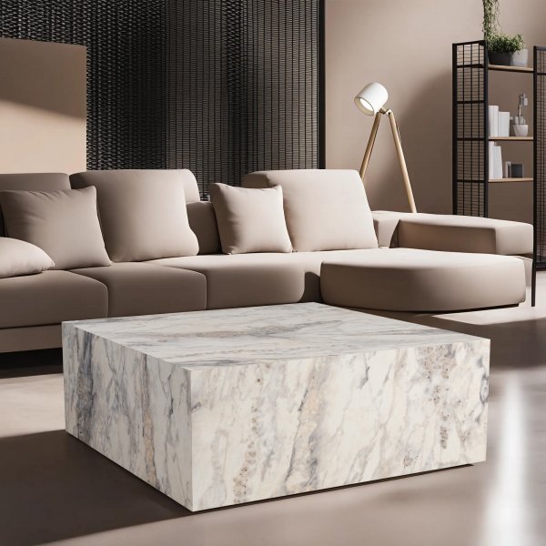 Table basse Prizma 90 x 90 cm - Marbre blanc