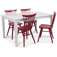 Mellby matgrupp 140 cm bord med 4 st röda Thor Pinnstolar - Vit / Rött Mellby matgrupp 140 cm bord med 4 st röda Thor Pinnstolar - Vit / Rött