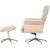 Hagn reclinerftlj med fotpall - Beige frskinnsimitation/whitewash ek + Textilrengring fr mbler