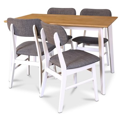 Sarek matgrupp - Bord inklusive 4 st stolar - Vit/ek