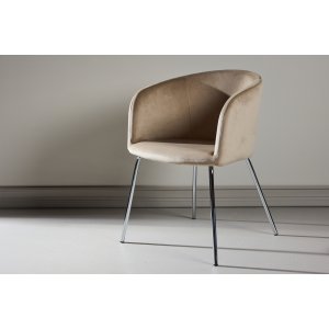 Matstol Berit i beige sammet - silverkrom st�lben