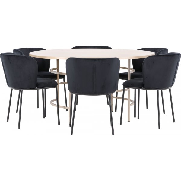 Matbord Copenhagen med 6 st Edina stolar - Beige/whitewash + 6.00 x Stolsdyna Matbord Copenhagen med 6 st Edina stolar - Beige/whitewash + 6.00 x Stolsdyna