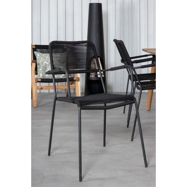 Julian utematgrupp med 6 st Lindos karmstolar - Svart/Natur