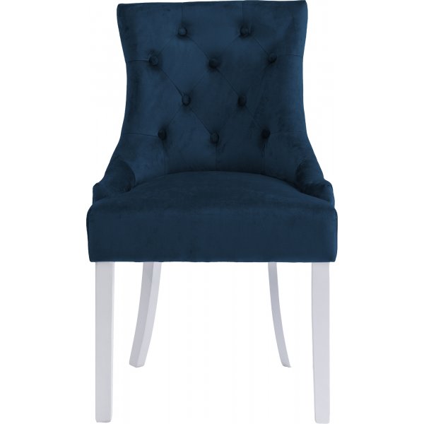 Matstol Tuva blå sammet med vita ben Matstol Tuva blå sammet med vita ben