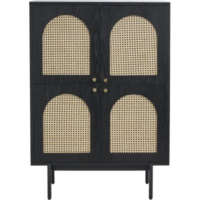 Othello bokskp i svartbetsad ek med drrar i rotting + Mbelvrdskit fr textilier