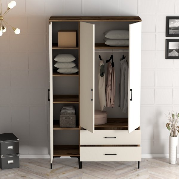 Armoire Kumsal 8 Noyer/crème Armoire Kumsal 8 Noyer/crème