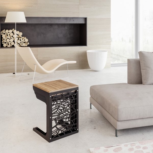 Hare satsbord 45,5 x 51 cm - Svart/valnt