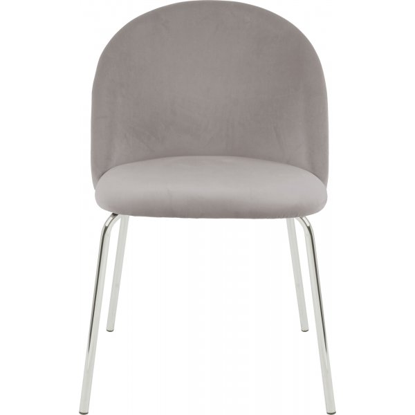 Stol grbeige sammet kromade ben + Textilrengring fr mbler