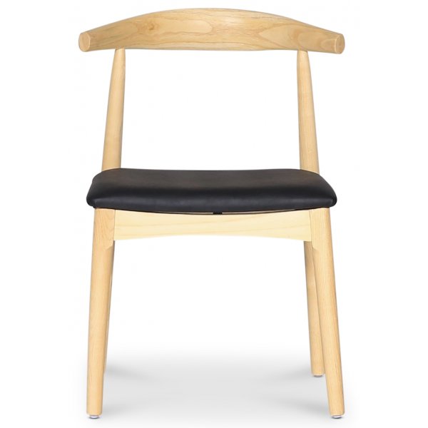 Middelste stoel met houten frame en zwarte zitting + Meubelpoten Middelste stoel met houten frame en zwarte zitting + Meubelpoten