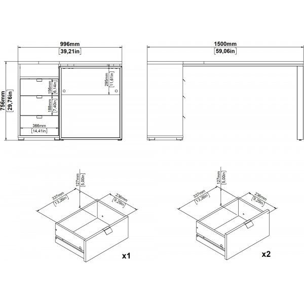 Bureau d\\\'angle Sign - Gris mat/hickory
