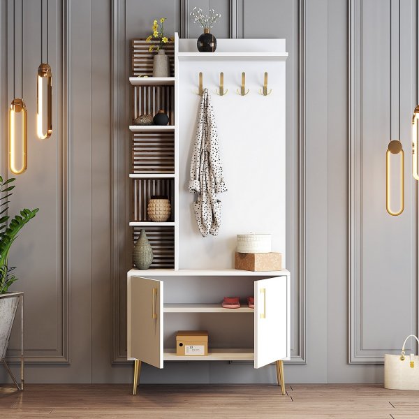 Viyana hallmöbel 90 cm - Vit/guld Viyana hallmöbel 90 cm - Vit/guld