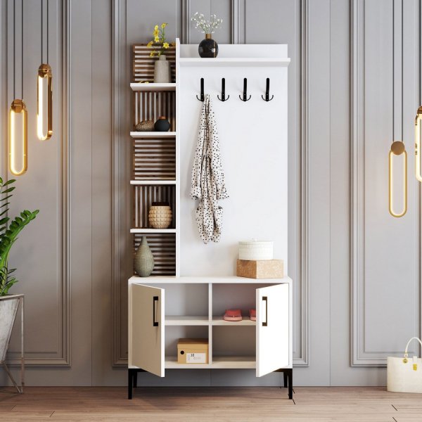 Meuble d'entrée Viyana 90 cm - Blanc Meuble d'entrée Viyana 90 cm - Blanc