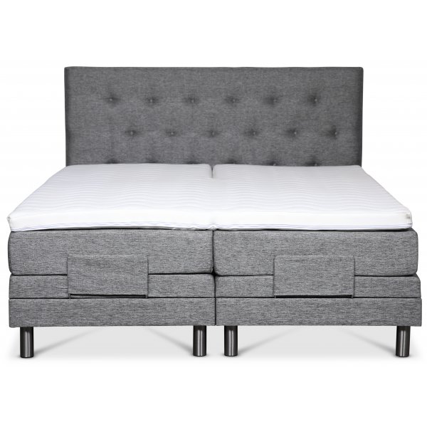 Klara compleet verstelbaar tweepersoonsbed met hoofdeinde 7-zone Pocket - Grijs