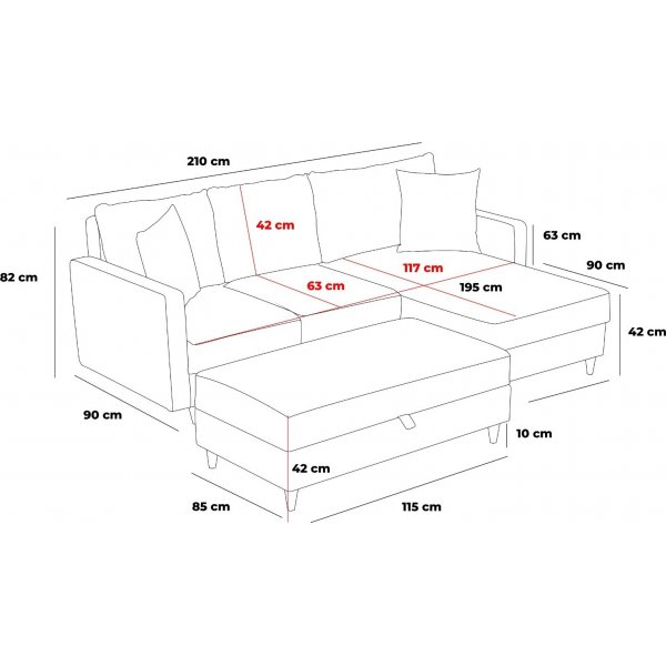 Canapé divan droit Eca - Blanc crème Canapé divan droit Eca - Blanc crème