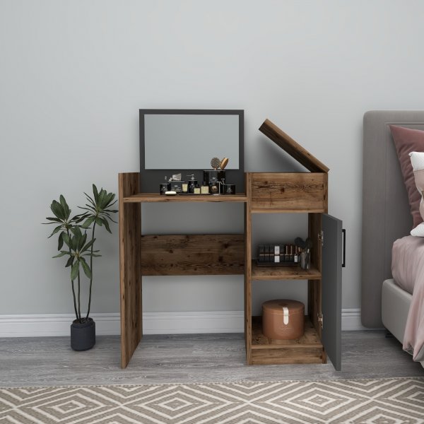 Sedef sminkbord 85,4 x 40 cm - Ljus valnöt/antracit Sedef sminkbord 85,4 x 40 cm - Ljus valnöt/antracit