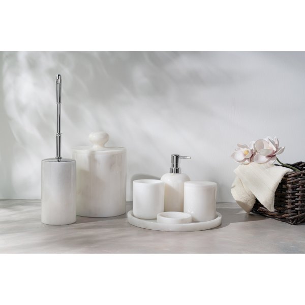 Badrumsset i vit Thassosmarmor med 7 delar