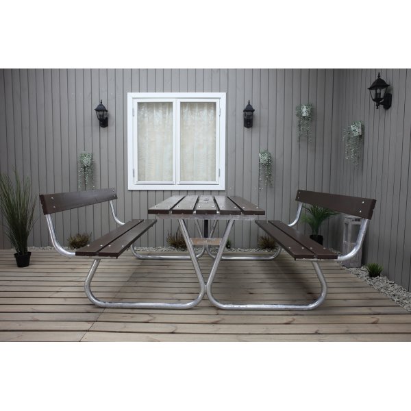 Stabil bänkset med ryggstöd - Brun Stabil bänkset med ryggstöd - Brun