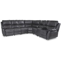 Enjoy recliner-hörnsoffa - 6-sits (el) i grått konstskinn (modell V) Enjoy recliner-hörnsoffa - 6-sits (el) i grått konstskinn (modell V)