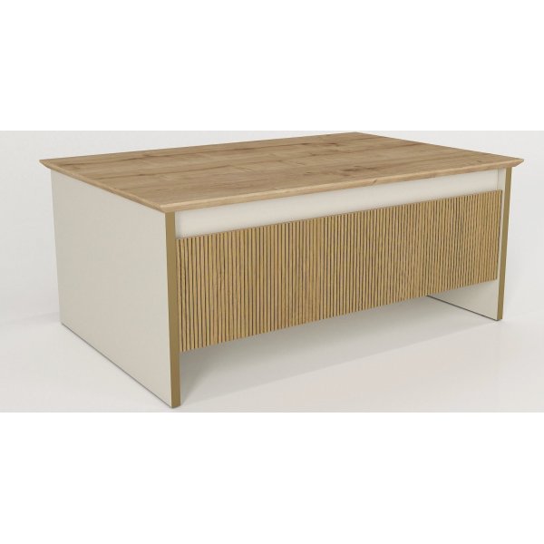 Sion soffbord 90 x 60 cm - Beige/guld/valnöt Sion soffbord 90 x 60 cm - Beige/guld/valnöt