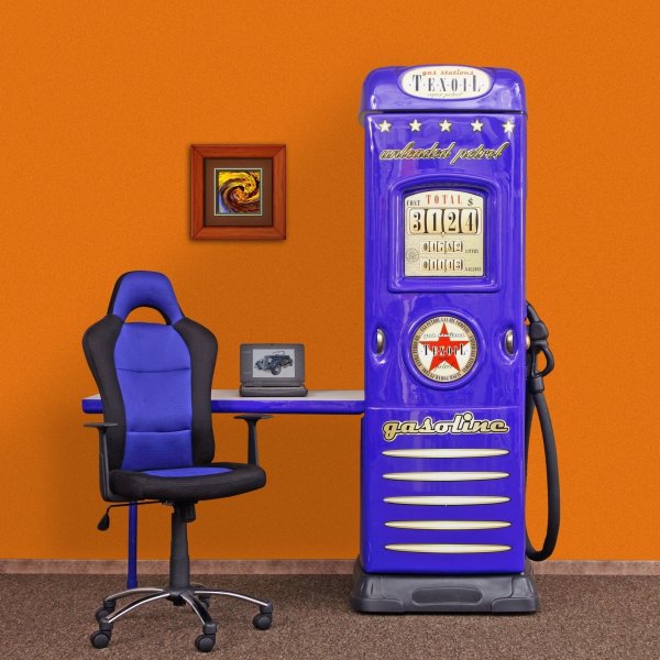 Bensinpump garderob nedfllbart skrivbord - Valfri frg