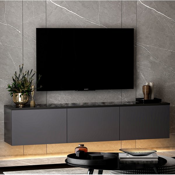 Meuble TV Neon avec clairage LED - Anthracite