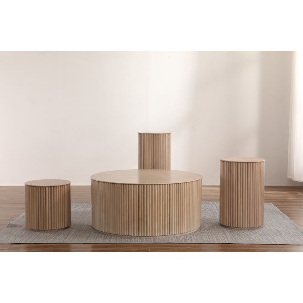 Cylinder runt soffbord 100 cm - Whitewash