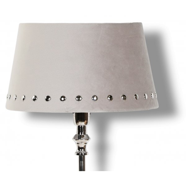 Velvet lampskrm med nitar 33 cm - Beige / Krom