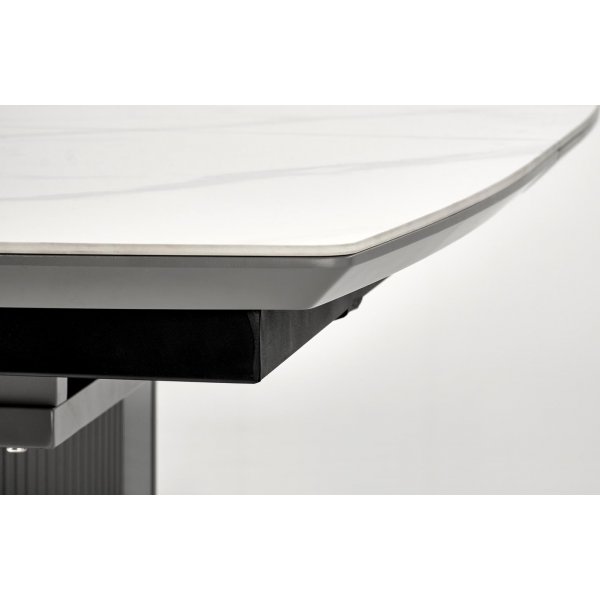 Table à manger Dancan 160-220 x 90 cm - Marbre blanc/gris Table à manger Dancan 160-220 x 90 cm - Marbre blanc/gris