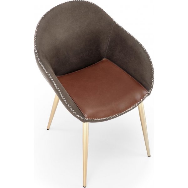 Chaise de salle  manger Ryan - Brun/gris/Laiton