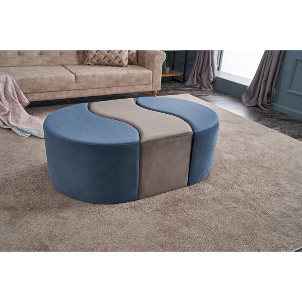Pouf Alya - Bleu/vison Pouf Alya - Bleu/vison