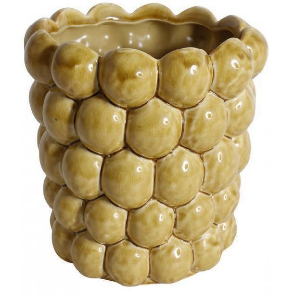 Kruka Big Bouble H16 cm - Gul (Glansig)